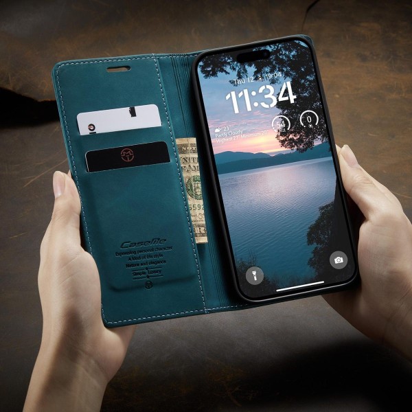 Чохол-книжка CaseMe Нубук для iPhone 17 Pro Max бірюзовий