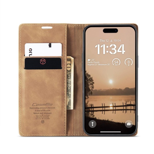 Чохол-книжка CaseMe Нубук для iPhone 17 Pro світло-коричневий