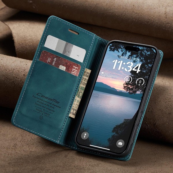 Чохол-книжка CaseMe Нубук для iPhone 17 Pro бірюзовий