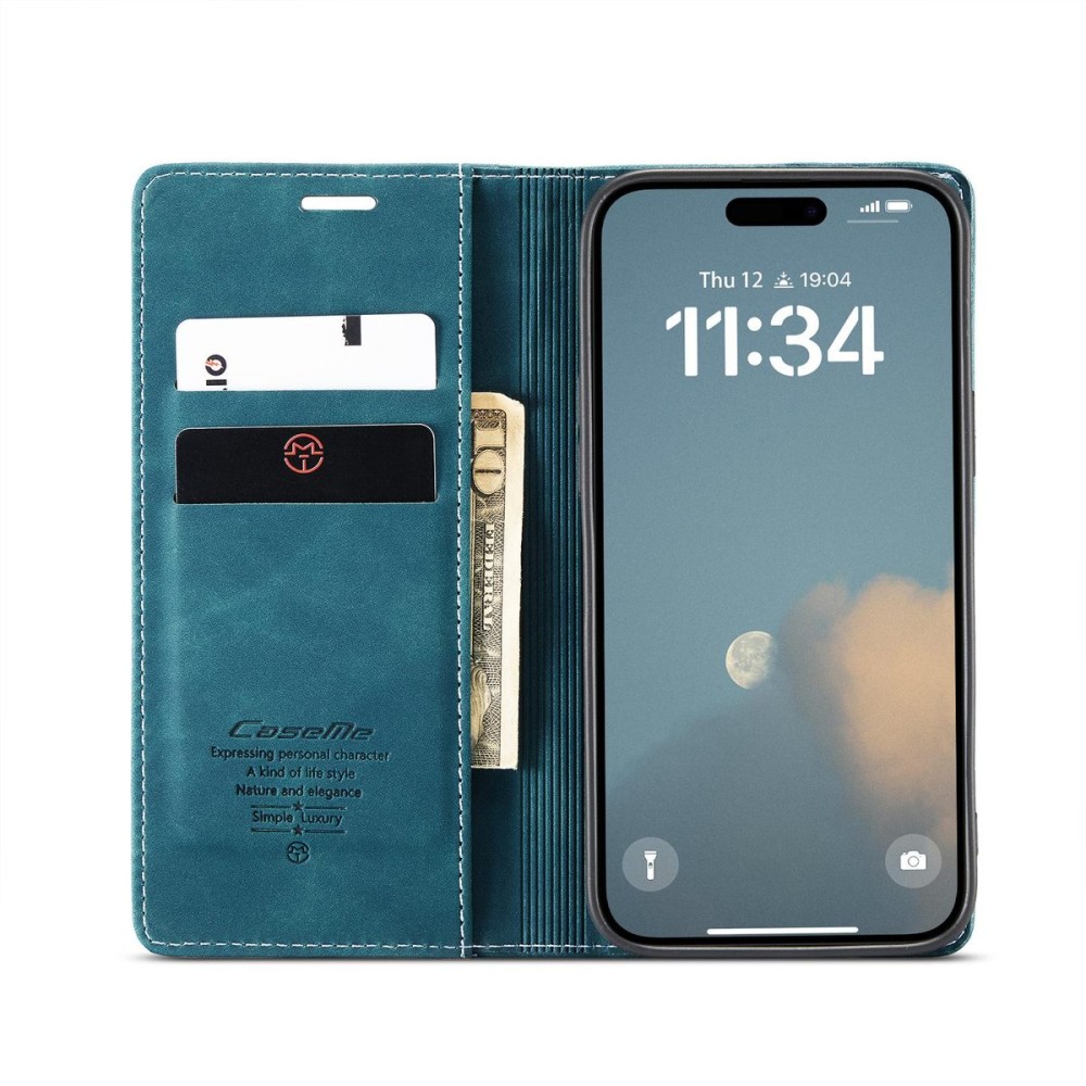 Чохол-книжка CaseMe Нубук для iPhone 17 бірюзовий