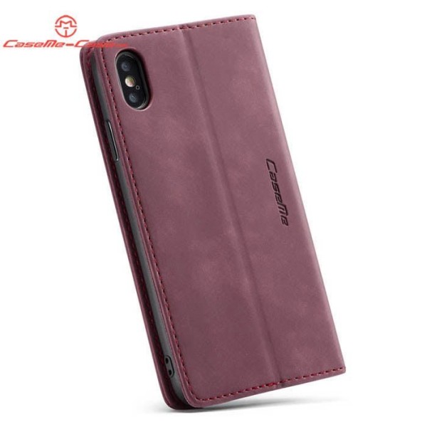 Чохол-книжка CaseMe Нубук для iPhone X бордовий