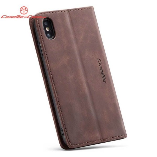Чохол-книжка CaseMe Нубук для iPhone X темно-коричневий