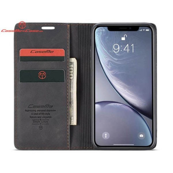 Чохол-книжка CaseMe Нубук для iPhone XR чорний