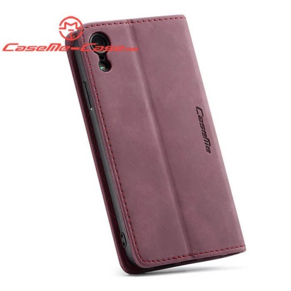 Чохол-книжка CaseMe Нубук для iPhone XR бордовий