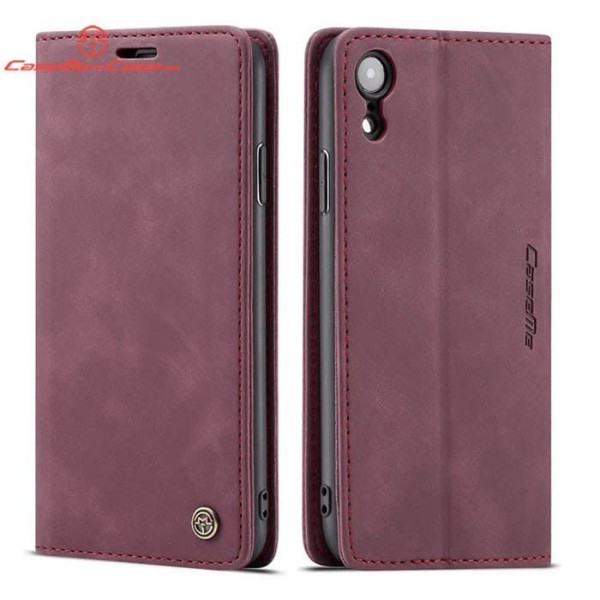 Чохол-книжка CaseMe Нубук для iPhone XR бордовий