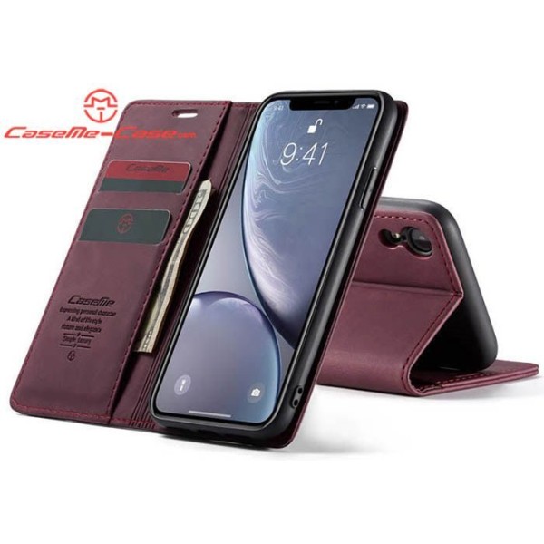 Чохол-книжка CaseMe Нубук для iPhone XR бордовий
