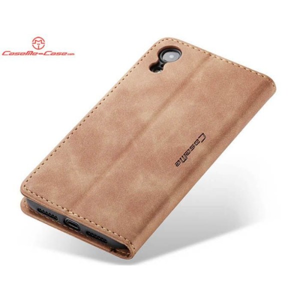 Чохол-книжка CaseMe Нубук для iPhone XR світло-коричневий