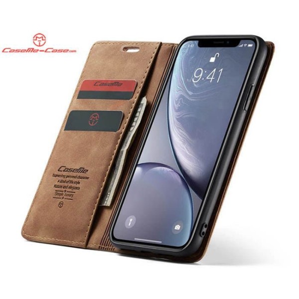Чохол-книжка CaseMe Нубук для iPhone XR світло-коричневий