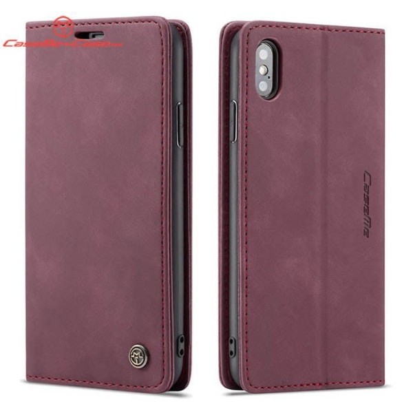 Чохол-книжка CaseMe Нубук для iPhone XS Max бордовий
