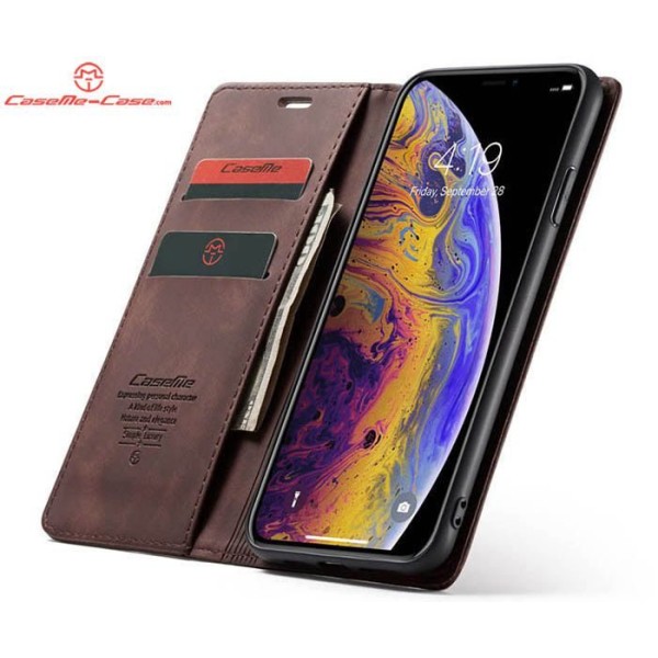 Чохол-книжка CaseMe Нубук для iPhone XS Max темно-коричневий