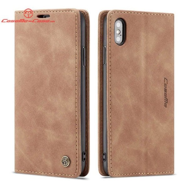 Чохол-книжка CaseMe Нубук для iPhone XS Max світло-коричневий