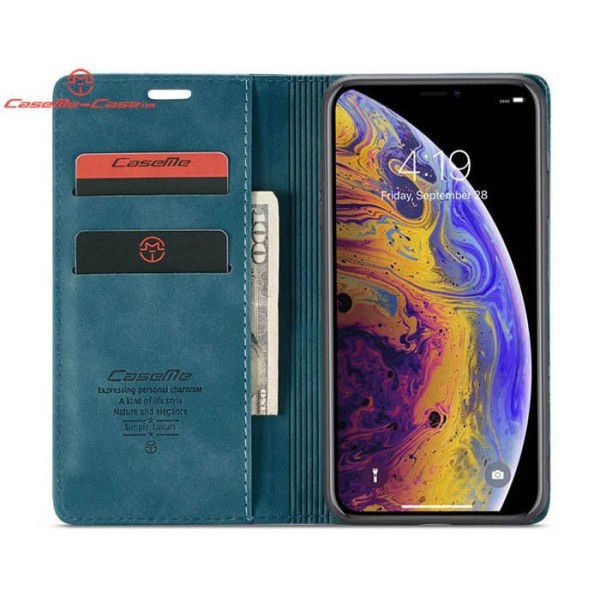 Чохол-книжка CaseMe Нубук для iPhone XS Max бірюзовий