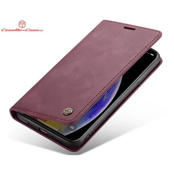 Чохол-книжка CaseMe Нубук для iPhone XS бордовий
