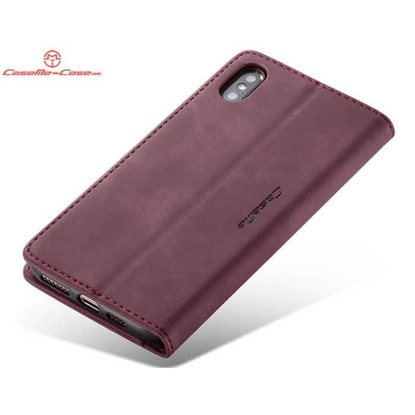 Чохол-книжка CaseMe Нубук для iPhone XS бордовий