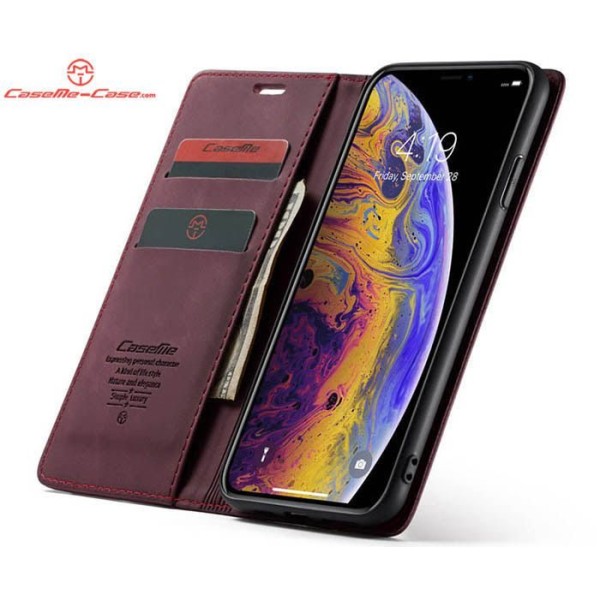 Чохол-книжка CaseMe Нубук для iPhone XS бордовий