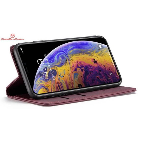 Чохол-книжка CaseMe Нубук для iPhone XS бордовий
