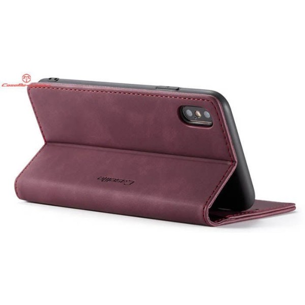 Чохол-книжка CaseMe Нубук для iPhone XS бордовий