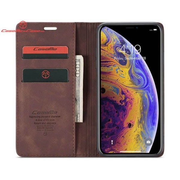 Чохол-книжка CaseMe Нубук для iPhone XS темно-коричневий