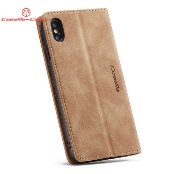Чохол-книжка CaseMe Нубук для iPhone XS світло-коричневий