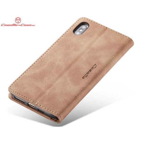 Чохол-книжка CaseMe Нубук для iPhone XS світло-коричневий