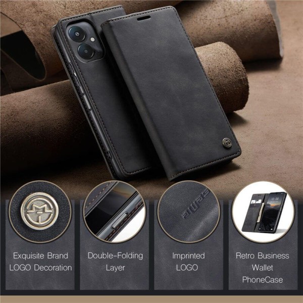 Чохол-книжка CaseMe Нубук для Poco C65 чорний