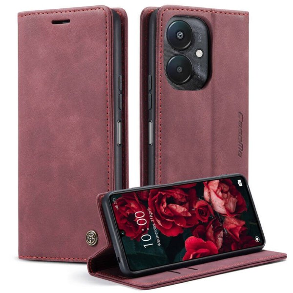 Чохол-книжка CaseMe Нубук для Poco C65 бордовий