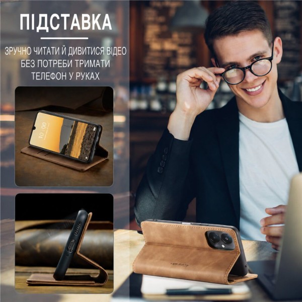 Чохол-книжка CaseMe Нубук для Poco C65 світло-коричневий