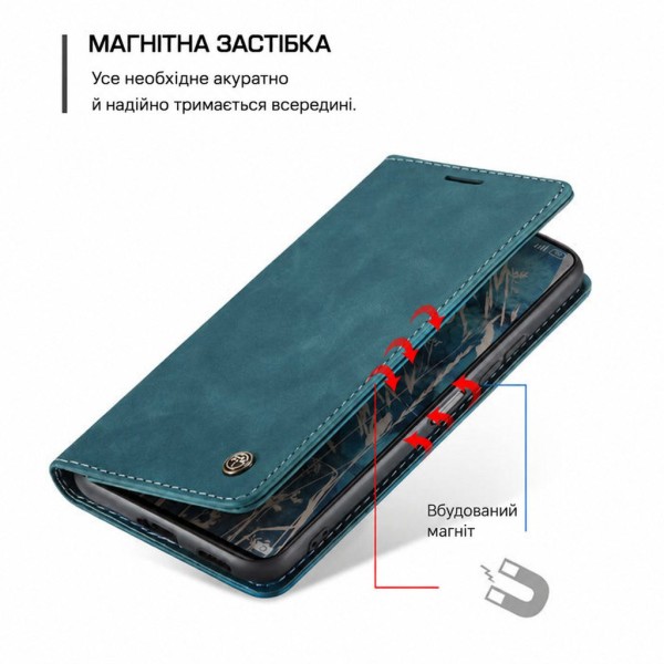 Чохол-книжка CaseMe Нубук для Poco C65 бірюзовий