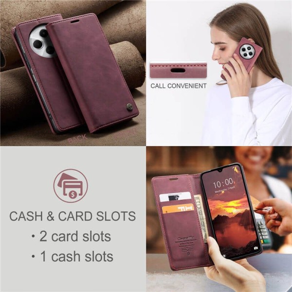 Чохол-книжка CaseMe Нубук для Poco C75 бордовий