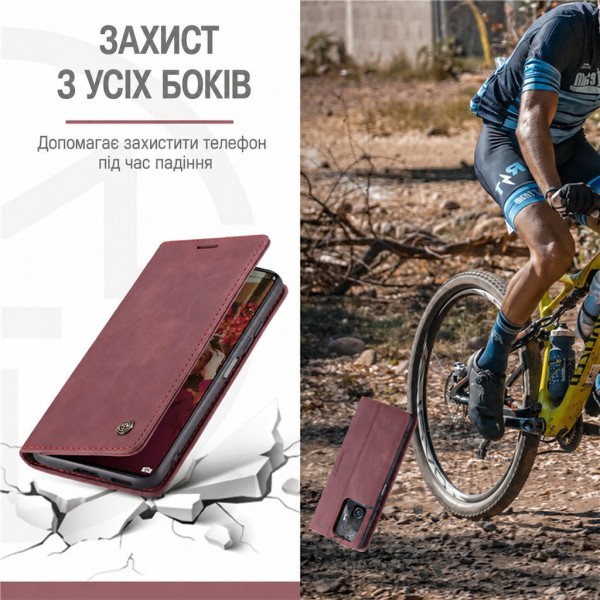 Чохол-книжка CaseMe Нубук для Poco F3 бордовий