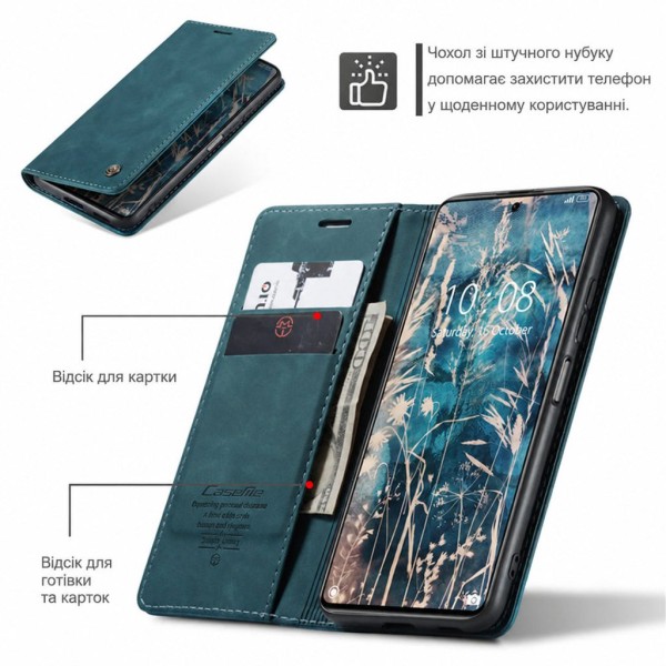 Чохол-книжка CaseMe Нубук для Poco F5 бірюзовий