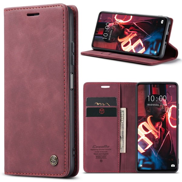 Чохол-книжка CaseMe Нубук для Poco F7 Pro бордовий