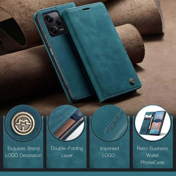 Чохол-книжка CaseMe Нубук для Poco F7 Ultra бірюзовий