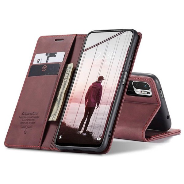 Чохол-книжка CaseMe Нубук для Poco M3 Pro 5G бордовий
