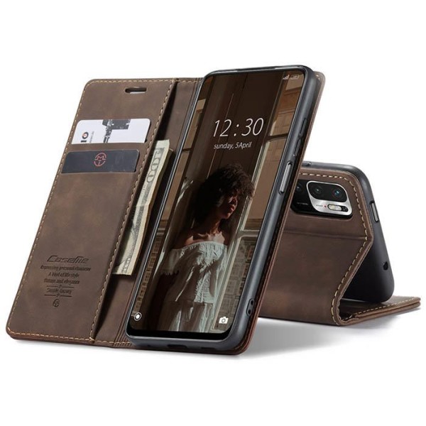 Чохол-книжка CaseMe Нубук для Poco M3 Pro 5G темно-коричневий