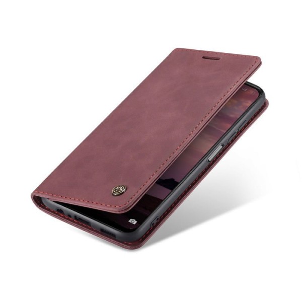 Чохол-книжка CaseMe Нубук для Poco M4 Pro бордовий
