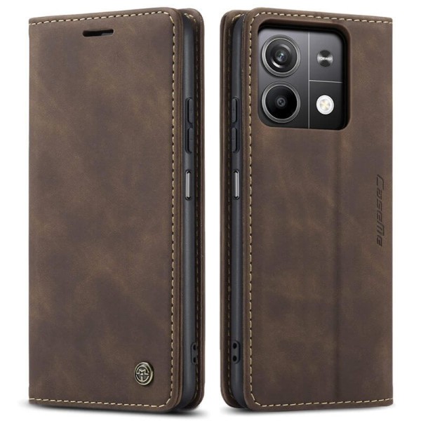 Чохол-книжка CaseMe Нубук для Poco M6 Pro 4G темно-коричневий