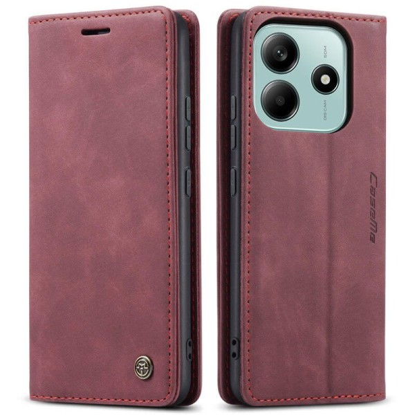 Чохол-книжка CaseMe Нубук для Poco M6 Pro 5G бордовий