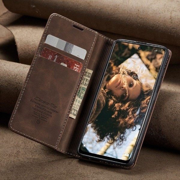 Чохол-книжка CaseMe Нубук для Poco M6 Pro 5G темно-коричневий