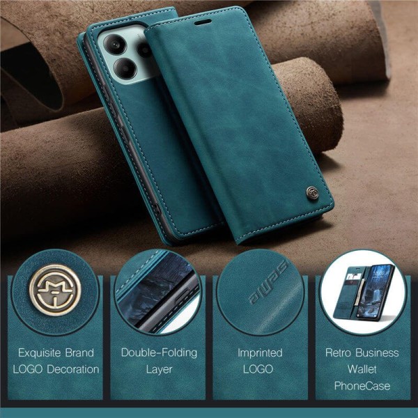 Чохол-книжка CaseMe Нубук для Poco M6 Pro 5G бірюзовий