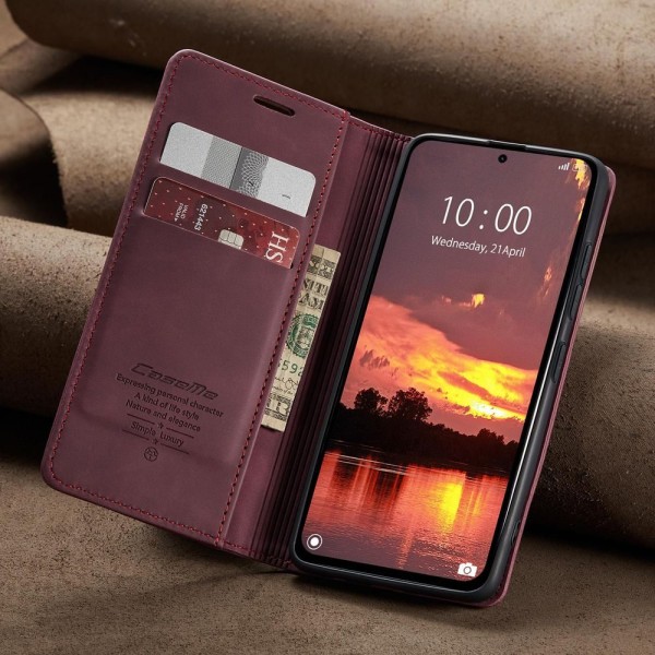 Чохол-книжка CaseMe Нубук для Poco M7 Pro 5G бордовий