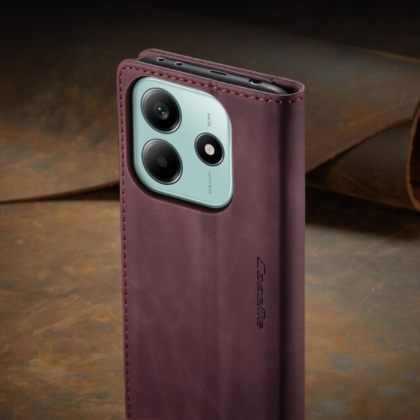 Чохол-книжка CaseMe Нубук для Poco M7 Pro 5G бордовий