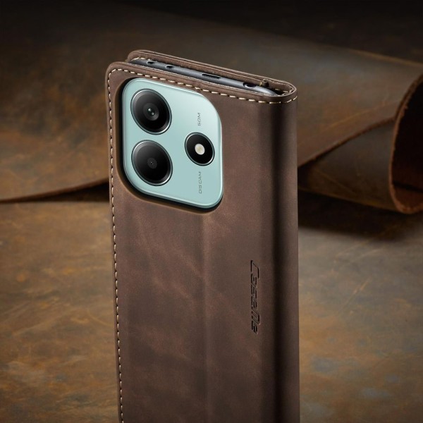 Чохол-книжка CaseMe Нубук для Poco M7 Pro 5G темно-коричневий