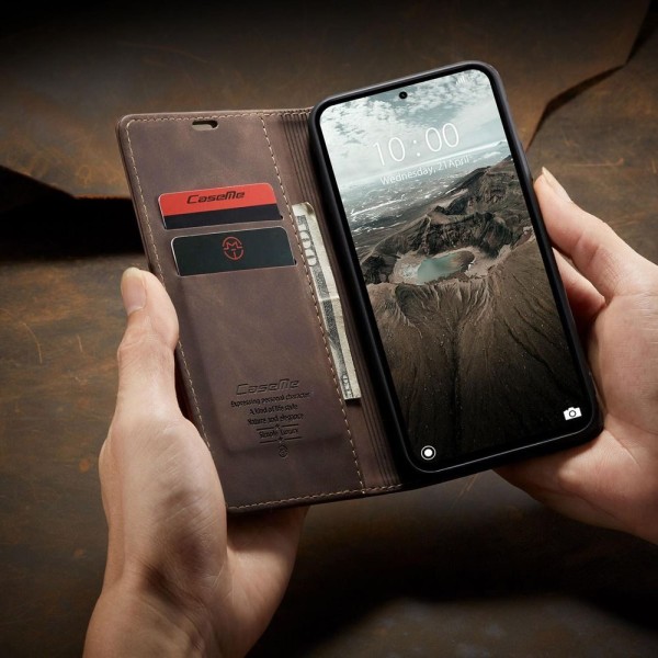 Чохол-книжка CaseMe Нубук для Poco M7 Pro 5G темно-коричневий