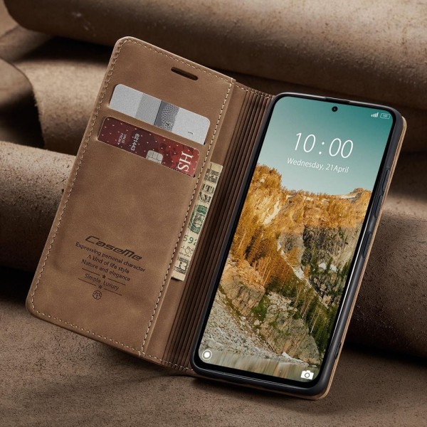 Чохол-книжка CaseMe Нубук для Poco M7 Pro 5G світло-коричневий