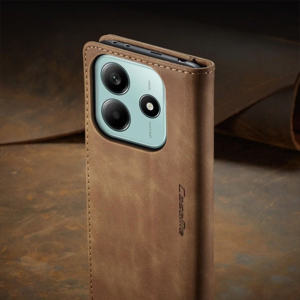 Чохол-книжка CaseMe Нубук для Poco M7 Pro 5G світло-коричневий