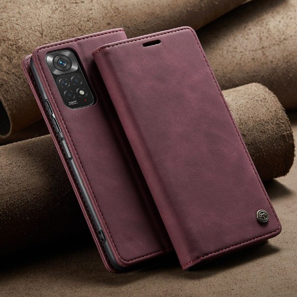 Чохол-книжка CaseMe Нубук для Poco X4 Pro 5G бордовий
