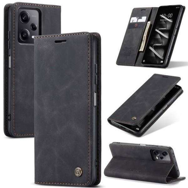 Чохол-книжка CaseMe Нубук для Poco X5 Pro 5G чорний