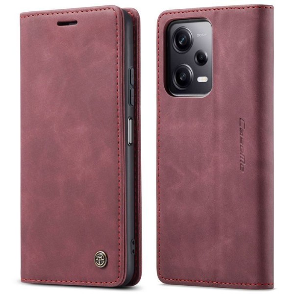 Чохол-книжка CaseMe Нубук для Poco X5 Pro 5G бордовий