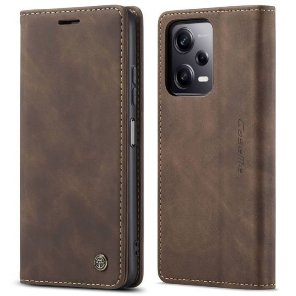 Чохол-книжка CaseMe Нубук для Poco X5 Pro 5G темно-коричневий